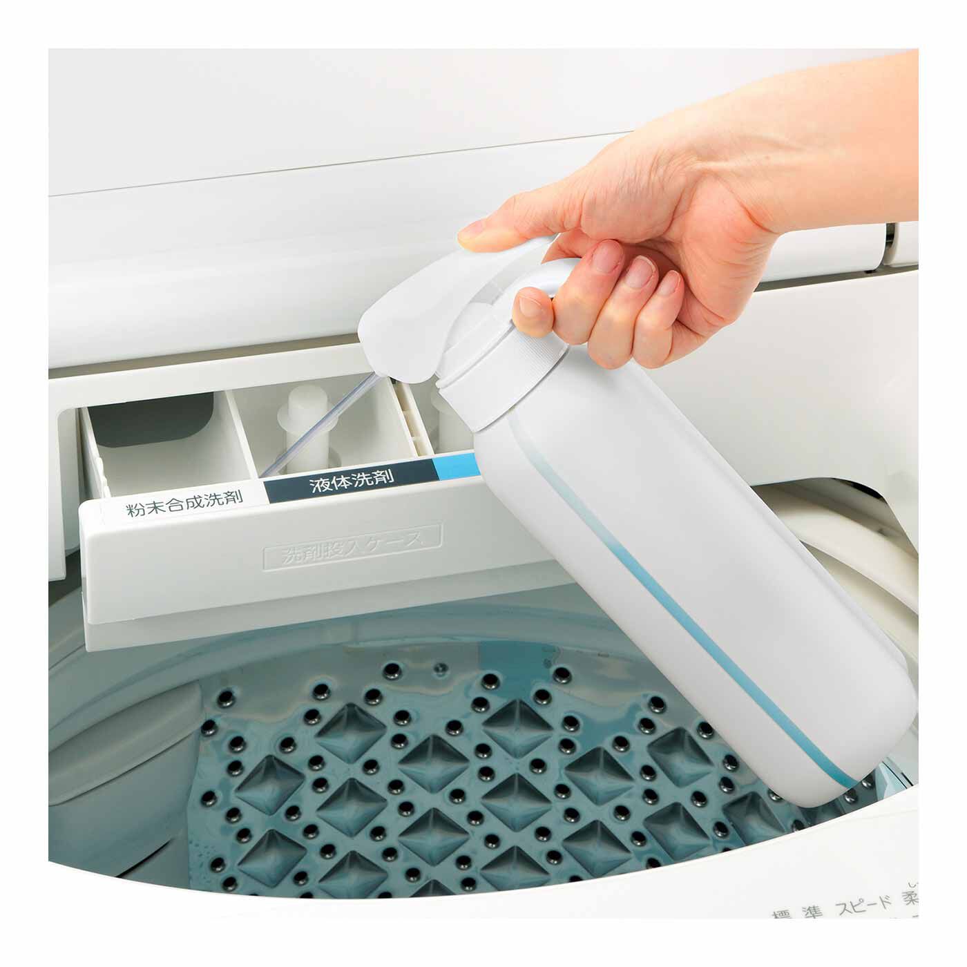 FELISSIMO PARTNERS|片手でプッシュ！ マグネットでくっつく液体洗剤ボトル|洗剤投入は片手ワンプッシュ（1回５ｍｌ）。プッシュ回数で量を調整。