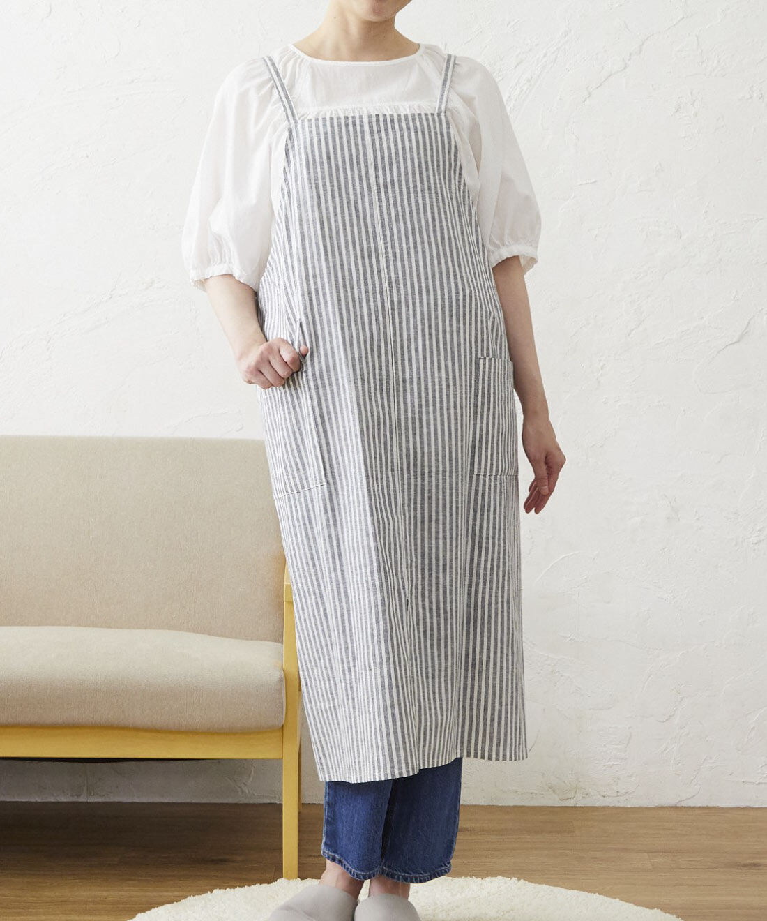 FELISSIMO PARTNERS|さっとかぶるだけ　リネンコットンクロスエプロン