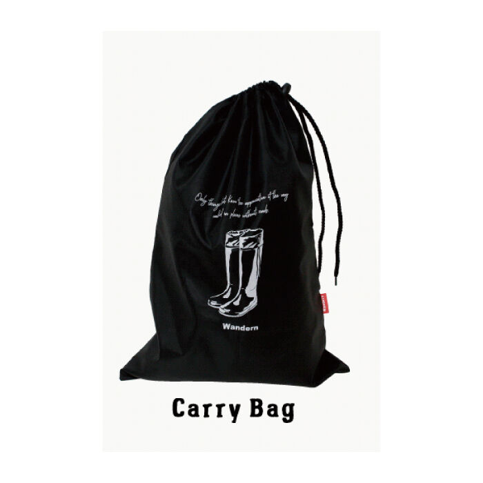 FELISSIMO PARTNERS|ワンデルン　折りたためるレインブーツ〈キャリーバッグ付き〉ブラック|やわらかい素材なので、くるくるっと丸められます。付属のバッグに入れて持ち歩きを。