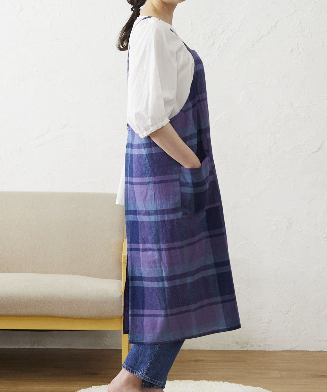 FELISSIMO PARTNERS|さっとかぶるだけ　リネンコットンクロスエプロン