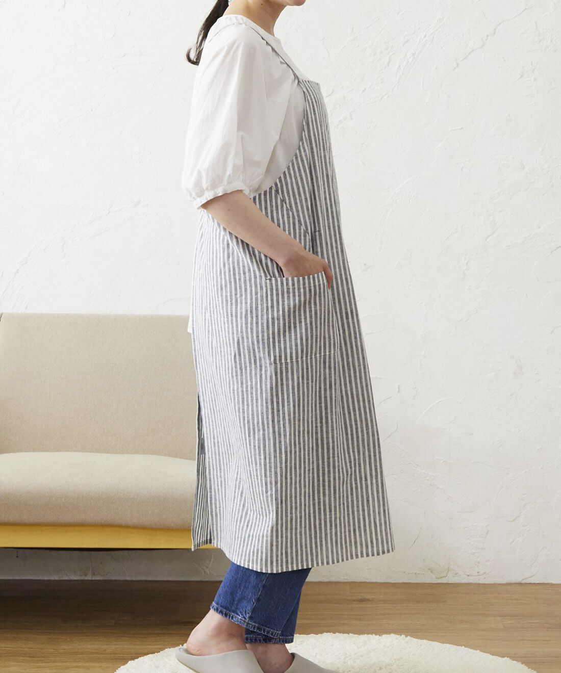 FELISSIMO PARTNERS|さっとかぶるだけ　リネンコットンクロスエプロン