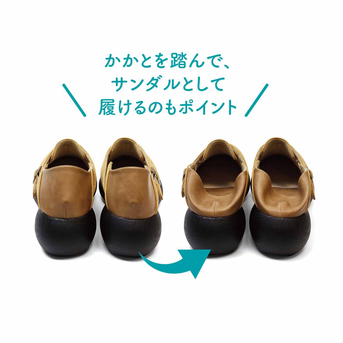 FELISSIMO PARTNERS|Nuts world サンダル使いもできる甲ベルトシューズ 〈黒〉