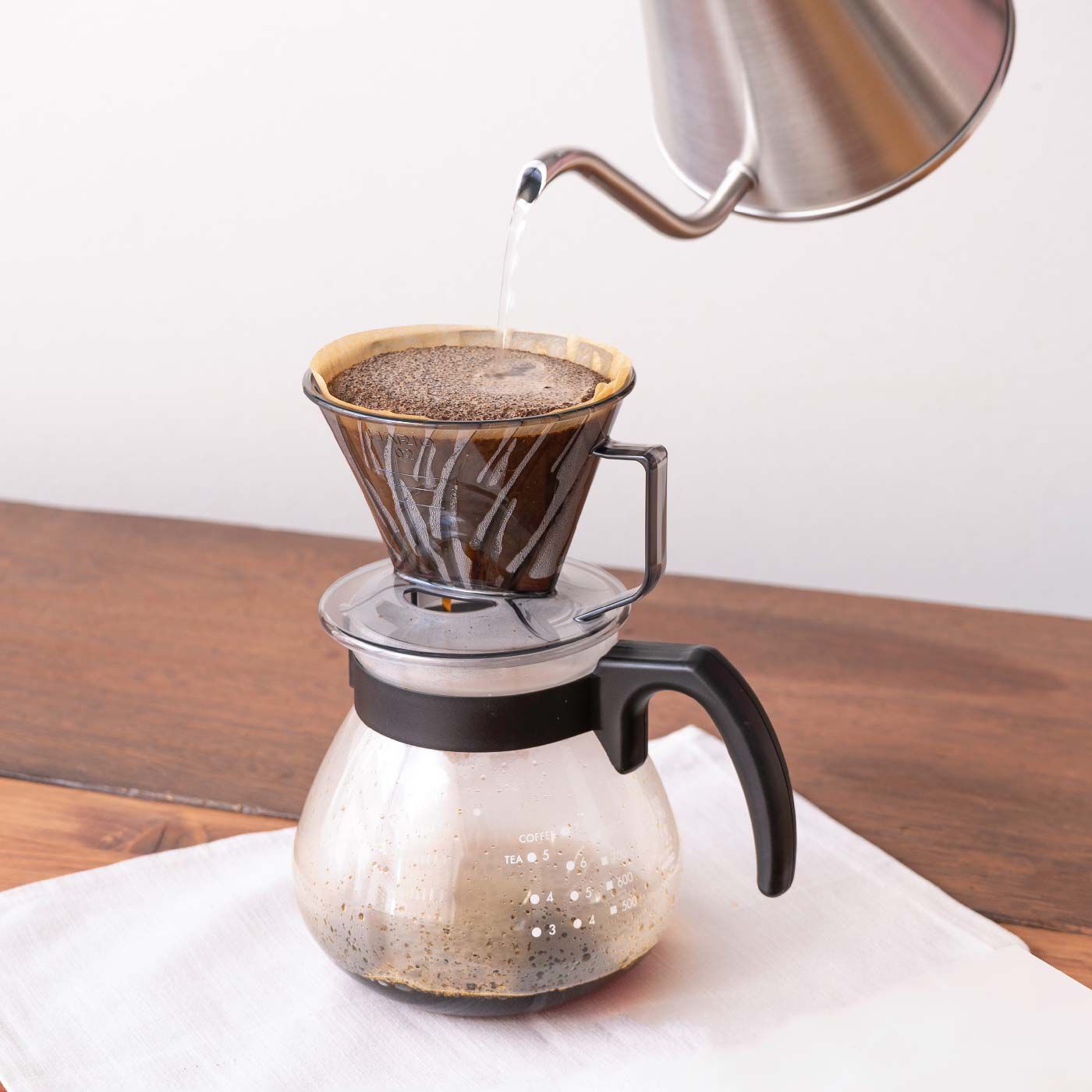 FELISSIMO PARTNERS|ハンドドリップ初心者も簡単においしいコーヒーを淹れられる　ベストコ×ＨＡＲＩＯ　メモリ付きコーヒードリッパー・ペパーフィルター＆サーバーセット