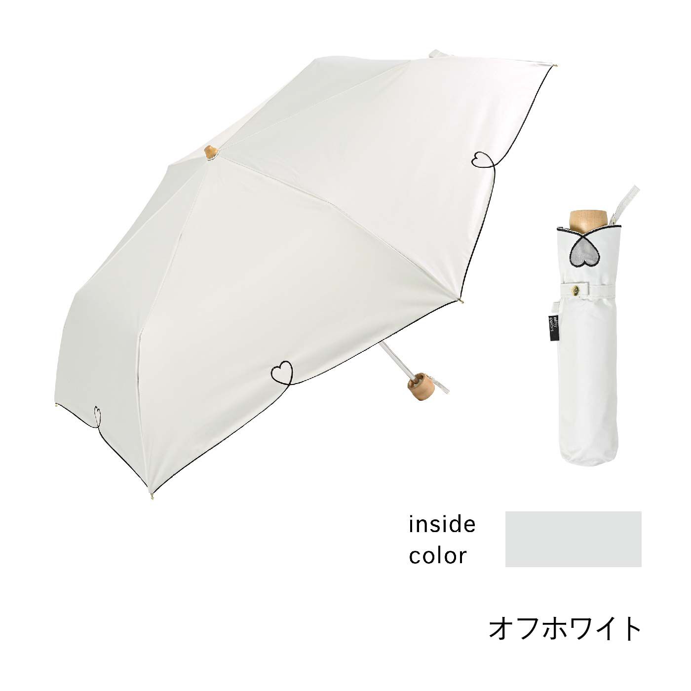 FELISSIMO PARTNERS|携帯に便利　折りたたみ晴雨兼用日傘　ハート刺しゅう