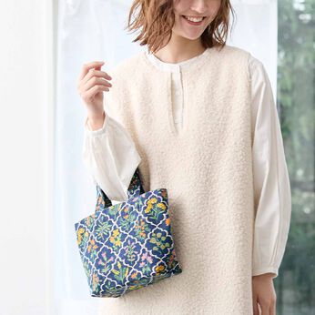 FELISSIMO PARTNERS | 上品ボタニカル柄の キャンバス ミニバッグ