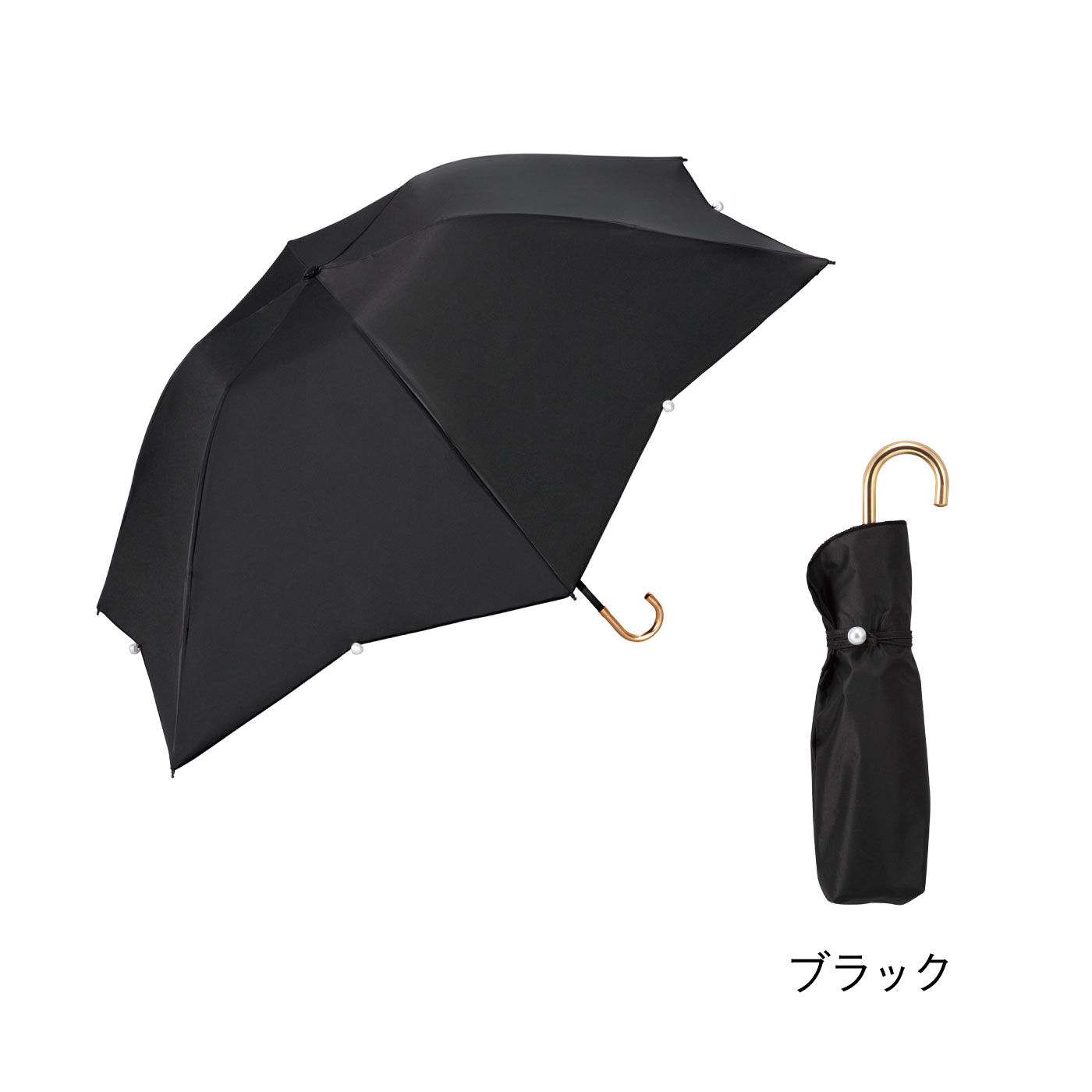 FELISSIMO PARTNERS|まるでお花のように開く　パールがアクセントのドーム型パラソル　遮光折りたたみ