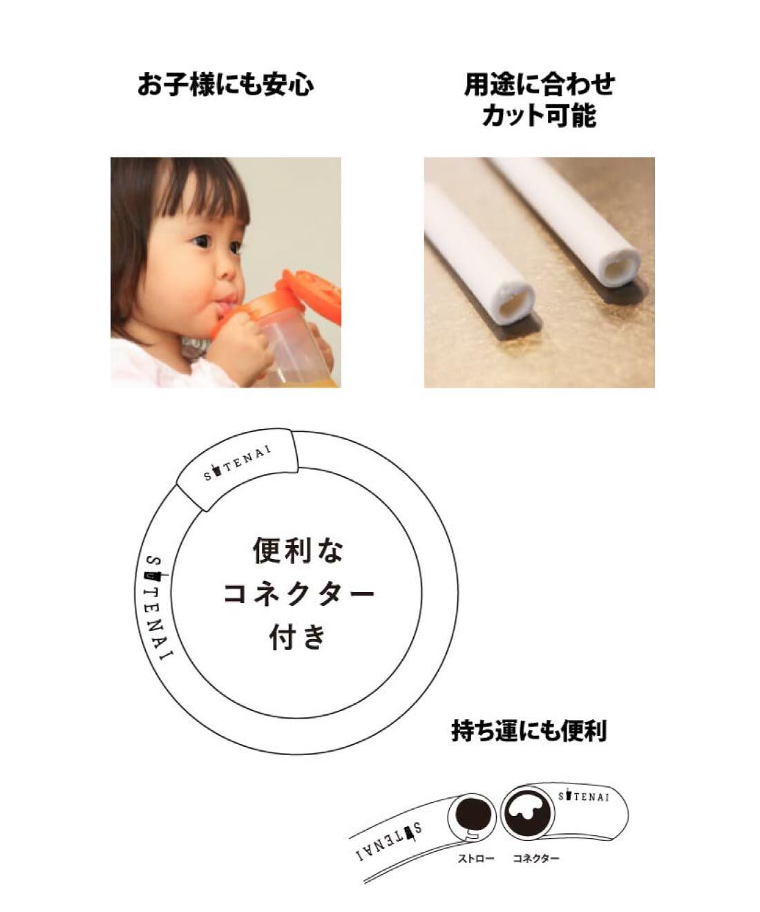 FELISSIMO PARTNERS|開いて洗えて気持ちいい！シリコンストローＳＵＴＥＮＡＩコネクタ付き