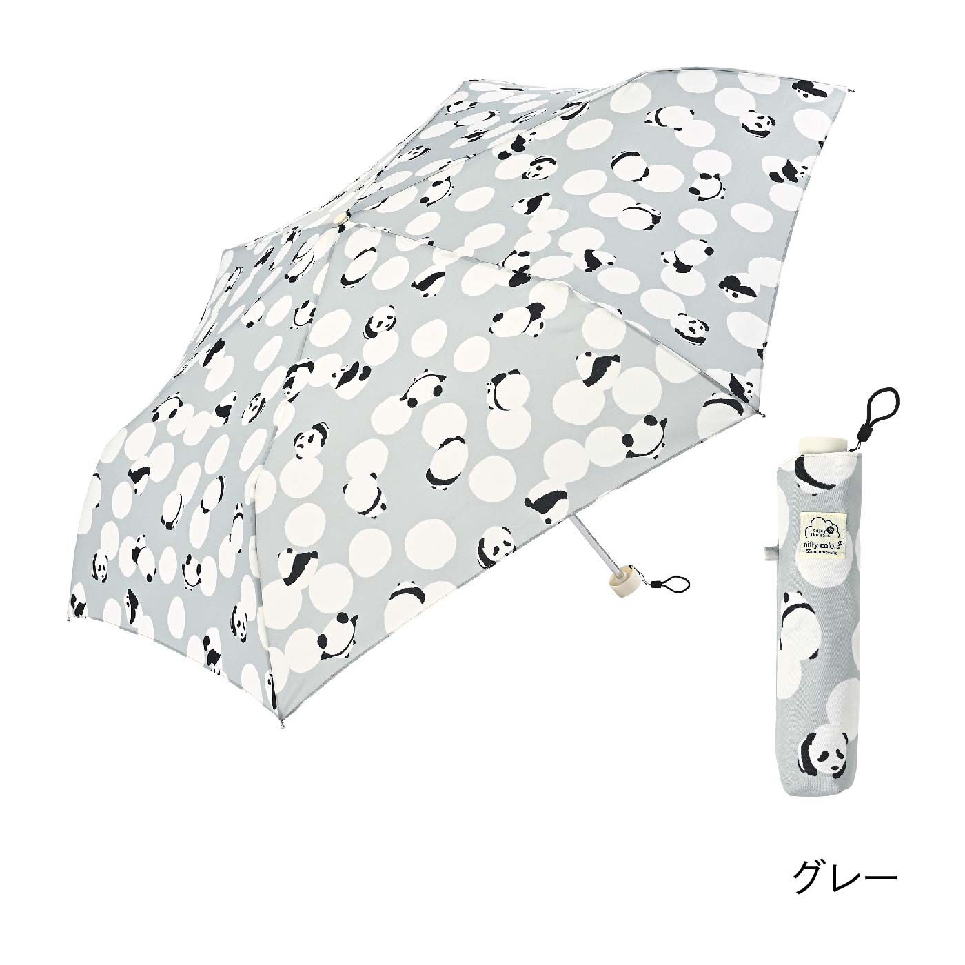 FELISSIMO PARTNERS|ちょっと大きめ折りたたみ雨傘　ころころのパンダ