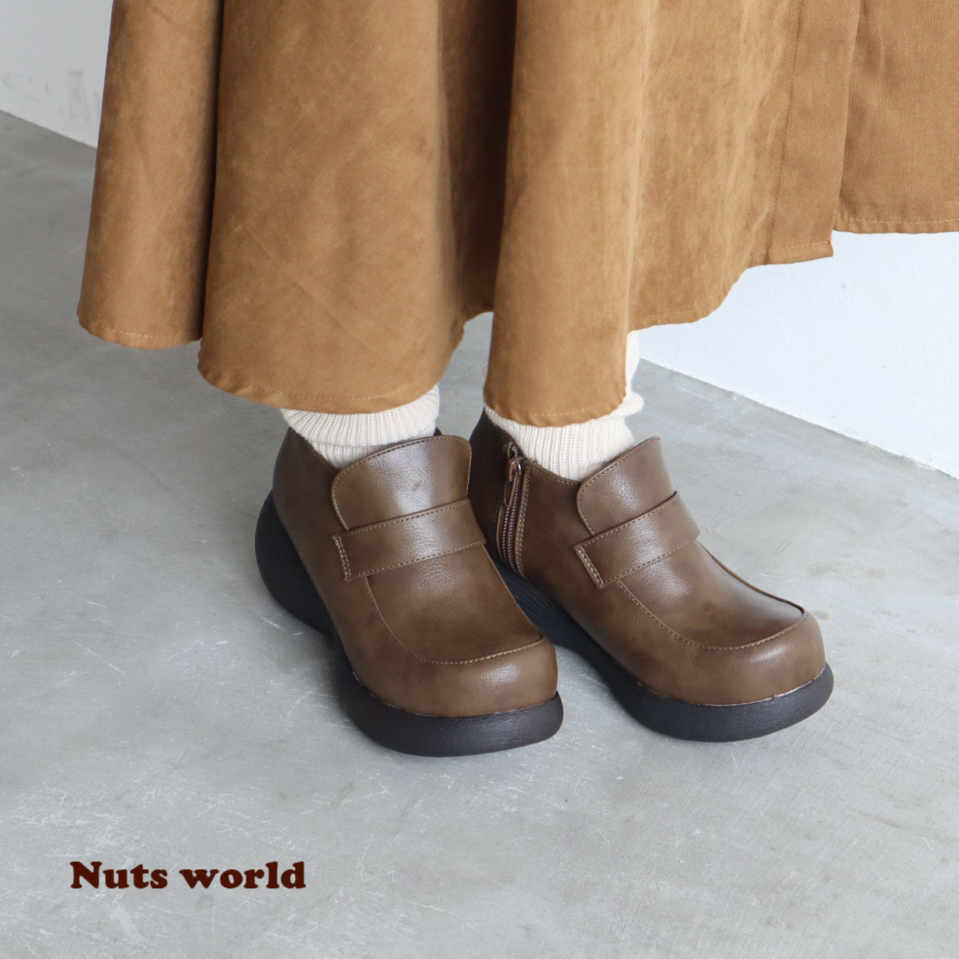 FELISSIMO PARTNERS|Ｎｕｔｓ　ｗｏｒｌｄ　快適フィット感がうれしいハイカットローファー〈茶〉