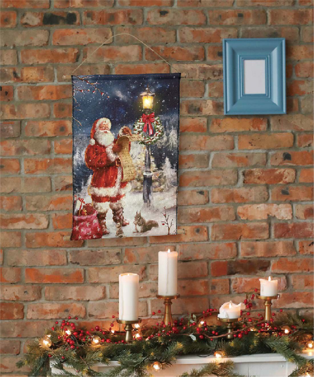 FELISSIMO PARTNERS|華やかなホリデーシーズンを演出　ＬＥＤライト付きクリスマスウォールタペストリー　プレゼントサンタ