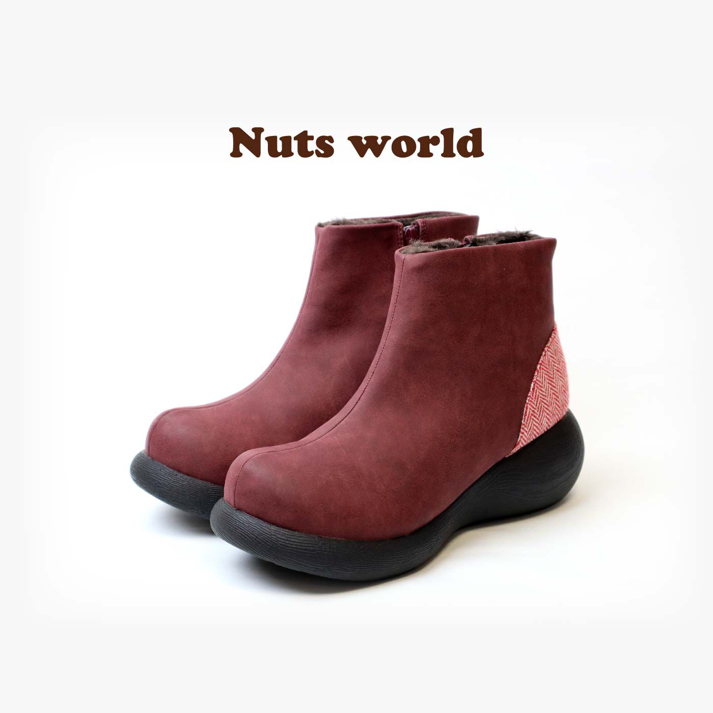 FELISSIMO PARTNERS|Nuts world（ナッツワールド） 内ボア付き やわらかほこほこブーツ 赤