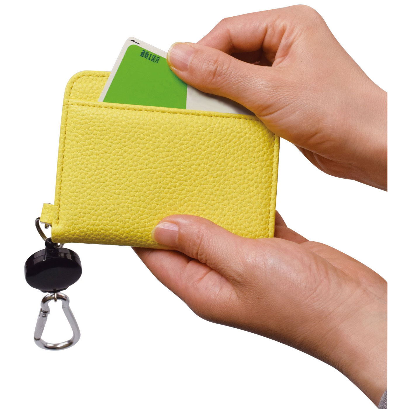 FELISSIMO PARTNERS|小銭入れがガバッと開いて取り出しやすいリール付きコンパクト財布|背面にもカード入れ付き。