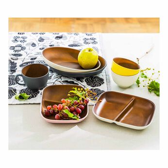 FELISSIMO PARTNERS | 電子レンジも食洗器もOK 木目風 スクエア ワンプレート＆カップ