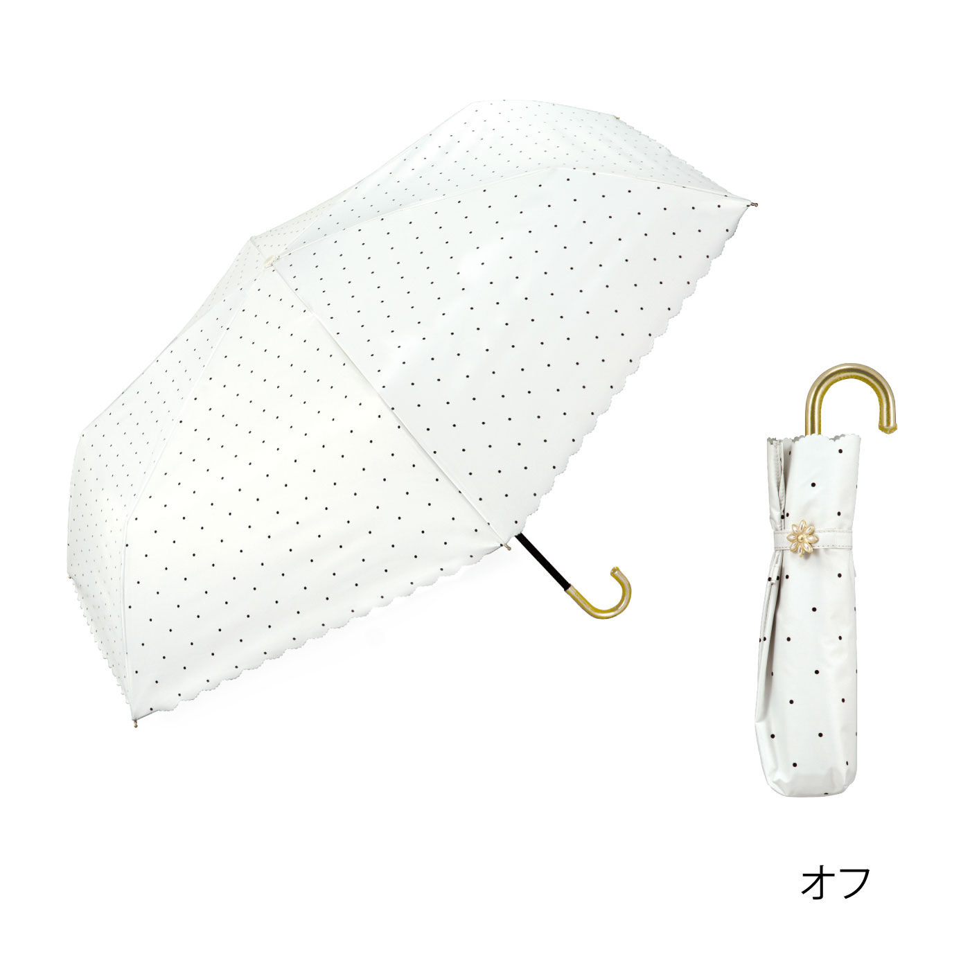 FELISSIMO PARTNERS|Ｗｐｃ.　大きめで頼れる相棒　折りたたみ傘遮光ドットフラワー晴雨兼用