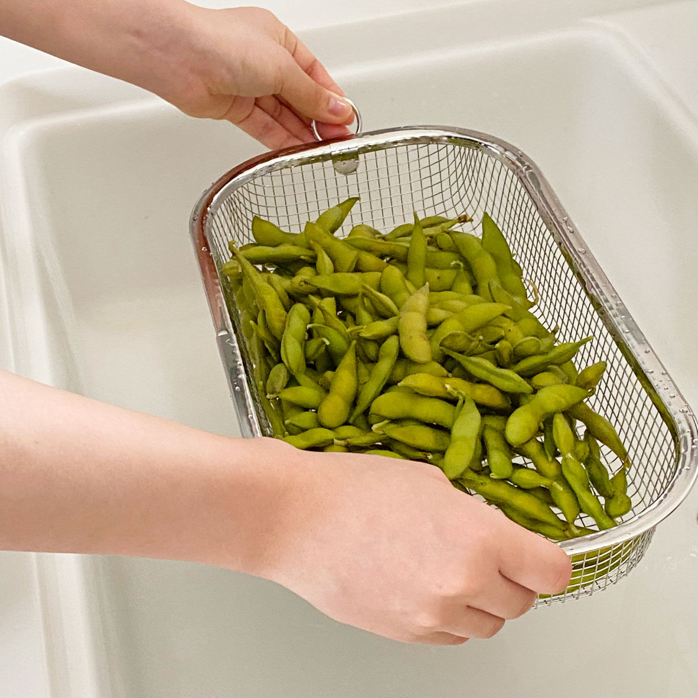 FELISSIMO PARTNERS|毎日使うから　すっきり暮らす水切りかご　浅型|野菜を洗ったり湯切りにも便利です。