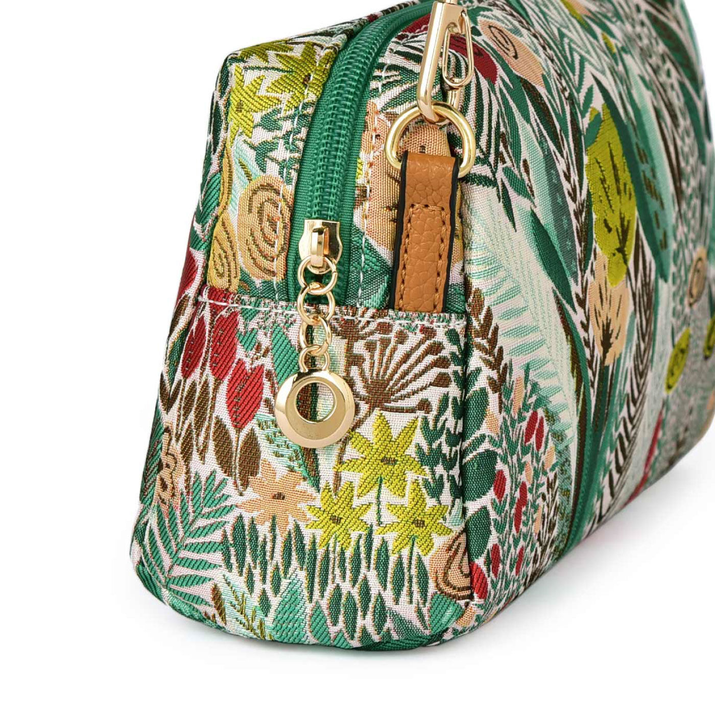 FELISSIMO PARTNERS|Ａｎｇｅｌｉｎａ　Ｆｉｏｒｅ　ジャカード織の花柄ショルダーバッグ＆ポーチセット|ポーチに付属のショルダーをつけると、ショルダーポーチとして使えます。