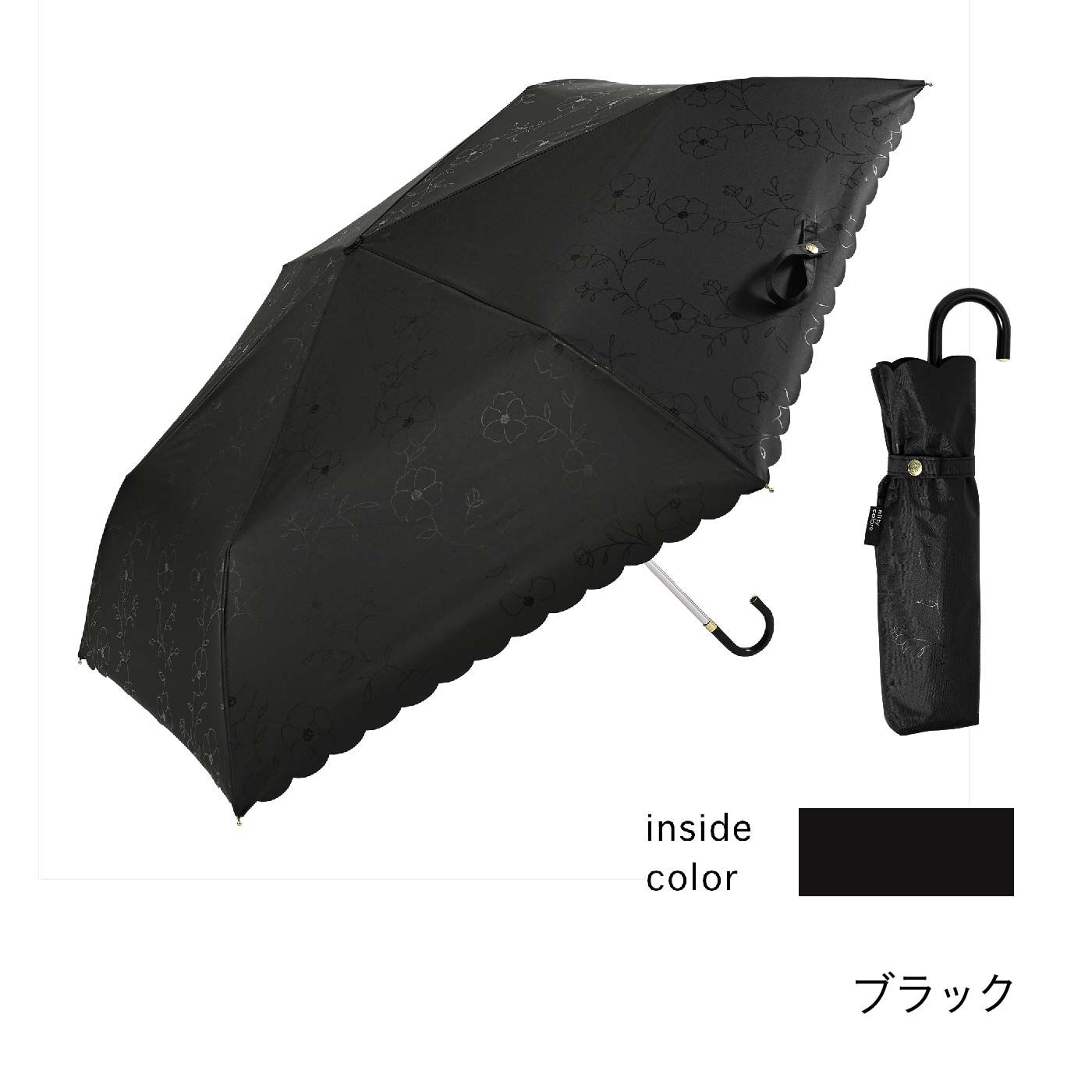 FELISSIMO PARTNERS|携帯に便利　折りたたみ晴雨兼用日傘　ラインフラワー