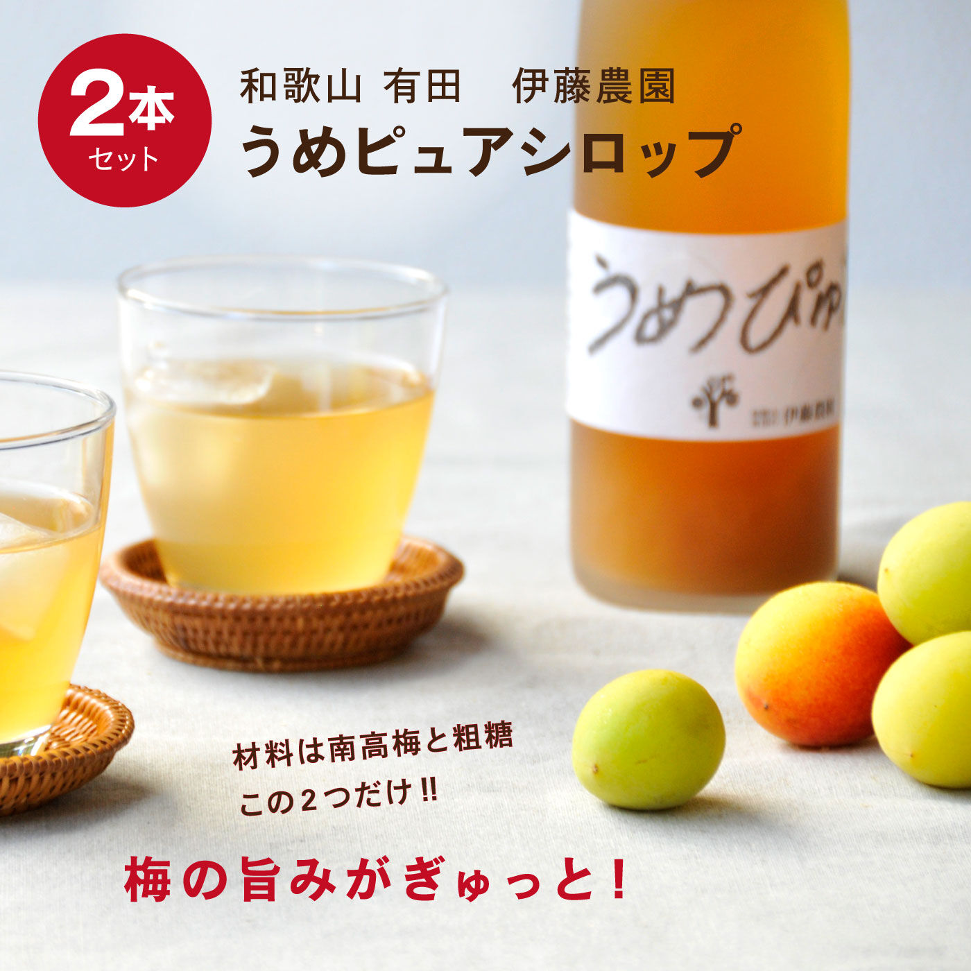 FP産地直送マルシェ|南高梅をじっくり熟成させた「うめピュアシロップ」2本