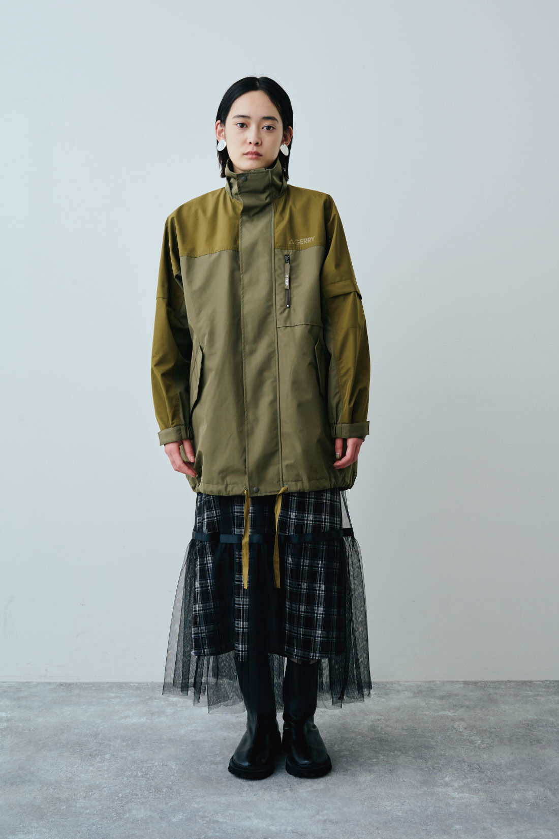 GERRY（Ｒ） for MEDE19F　高山都さんコラボ ライナー付きマウンテンコート|モデル身長：167cm　着用サイズ：M