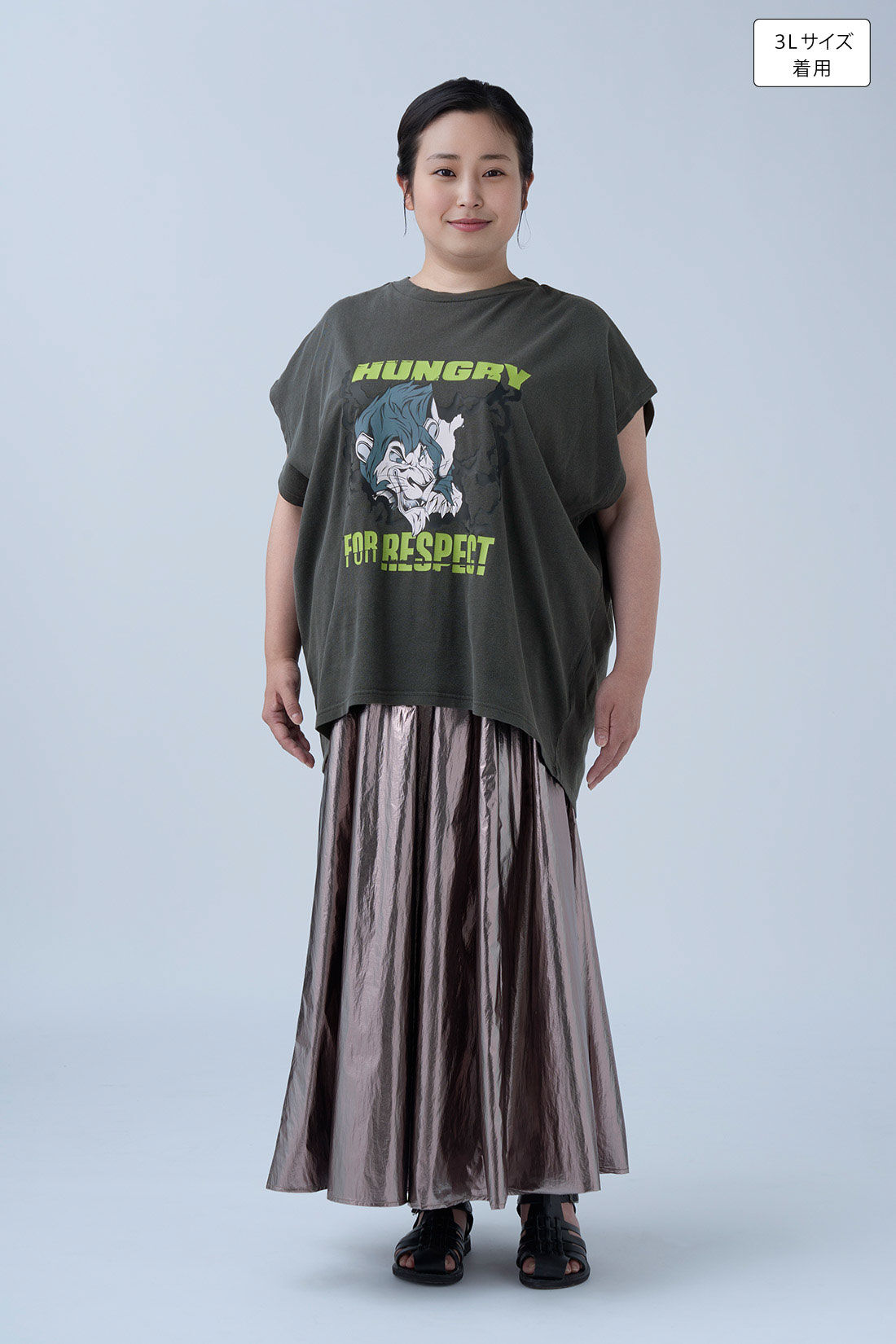 MEDE19F [メデ・ジュウキュウ]|【Disney】 ノースリーブTシャツの会〈ヴィランズ〉のコーディネート|身長：160cm バスト：113cm ウエスト：90cm ヒップ：115cm 太ももまわり：63cm