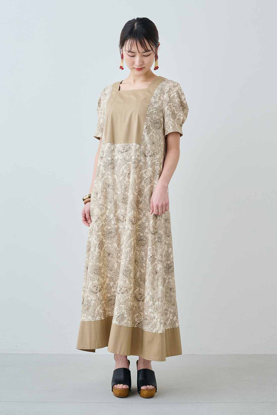 洋服通販 - 新作アイテムを MEDE19F Gallery〉リネン混プリントロングワンピース 〈MORRIS ワンピース