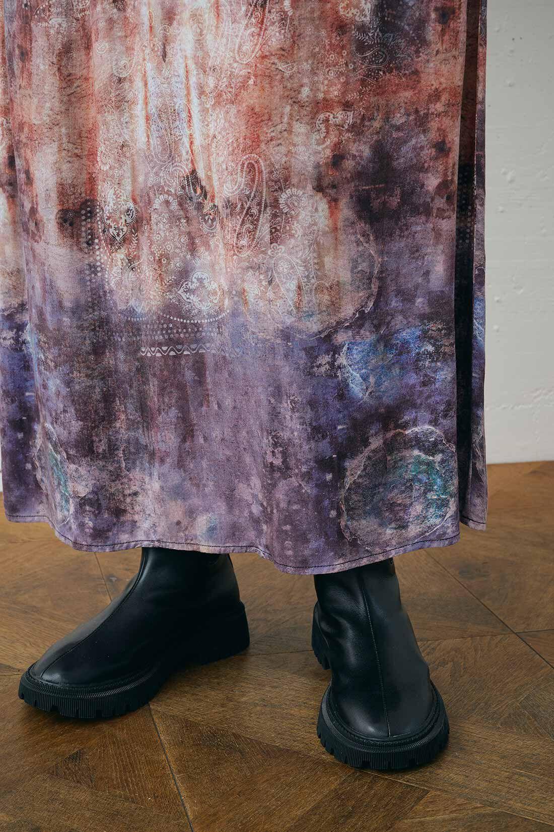 MEDE19F|MEDE19F　古着屋で見つけたような ペイズリー柄プリントのスカート〈パープル〉