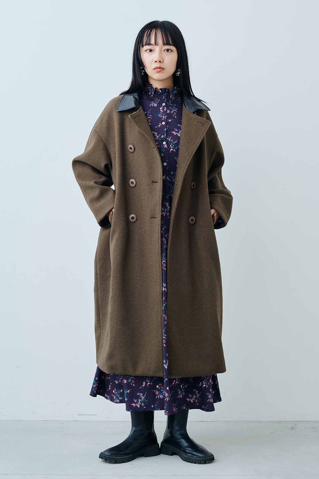 MEDE19F [メデ・ジュウキュウ]|MEDE19F　ミュルーズモダン〈「ミュルーズ染織美術館」アーカイブコレクション〉プリントロングワンピース〈パープル〉|モデル身長：163cm　着用サイズ：M