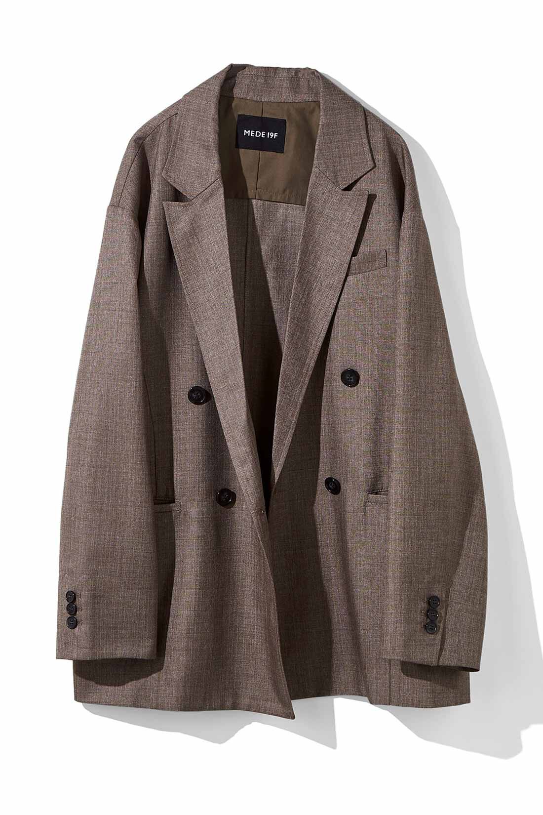 MEDE19F|MEDE19F　シャークスキンのリラックスダブルジャケット〈グレーベージュ〉