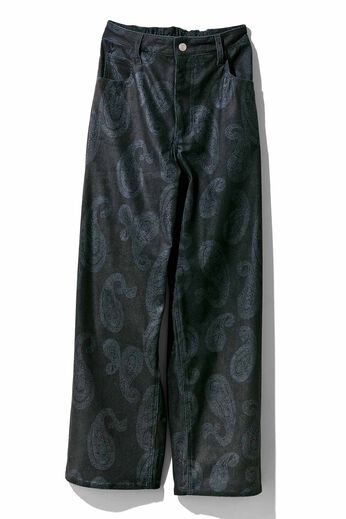 MEDE19F [メデ・ジュウキュウ] | 大人のペーズリー柄プリントコーデュロイパンツ〈ブラック〉