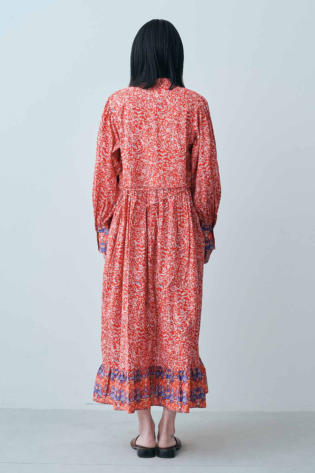 MEDE19F [メデ・ジュウキュウ]|MEDE19F　〈MADE IN INDIA COLLECTION〉プリントコットンドレス|モデル身長：167cm　着用サイズ：1