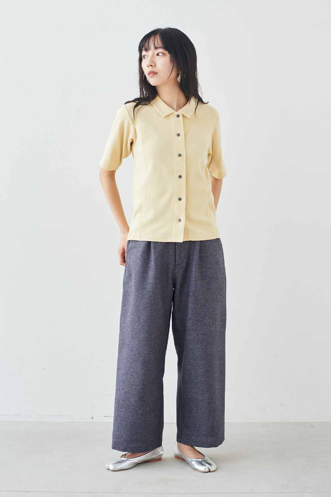 MEDE19F [メデ・ジュウキュウ]|MEDE19F　ベアテレコカットソーシャツ|モデル身長：163cm　着用サイズ：M