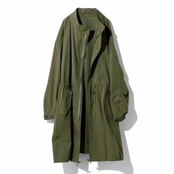 MEDE19F | 【ミュルーズ染織美術館】バックプリントモッズコート〈カーキ〉