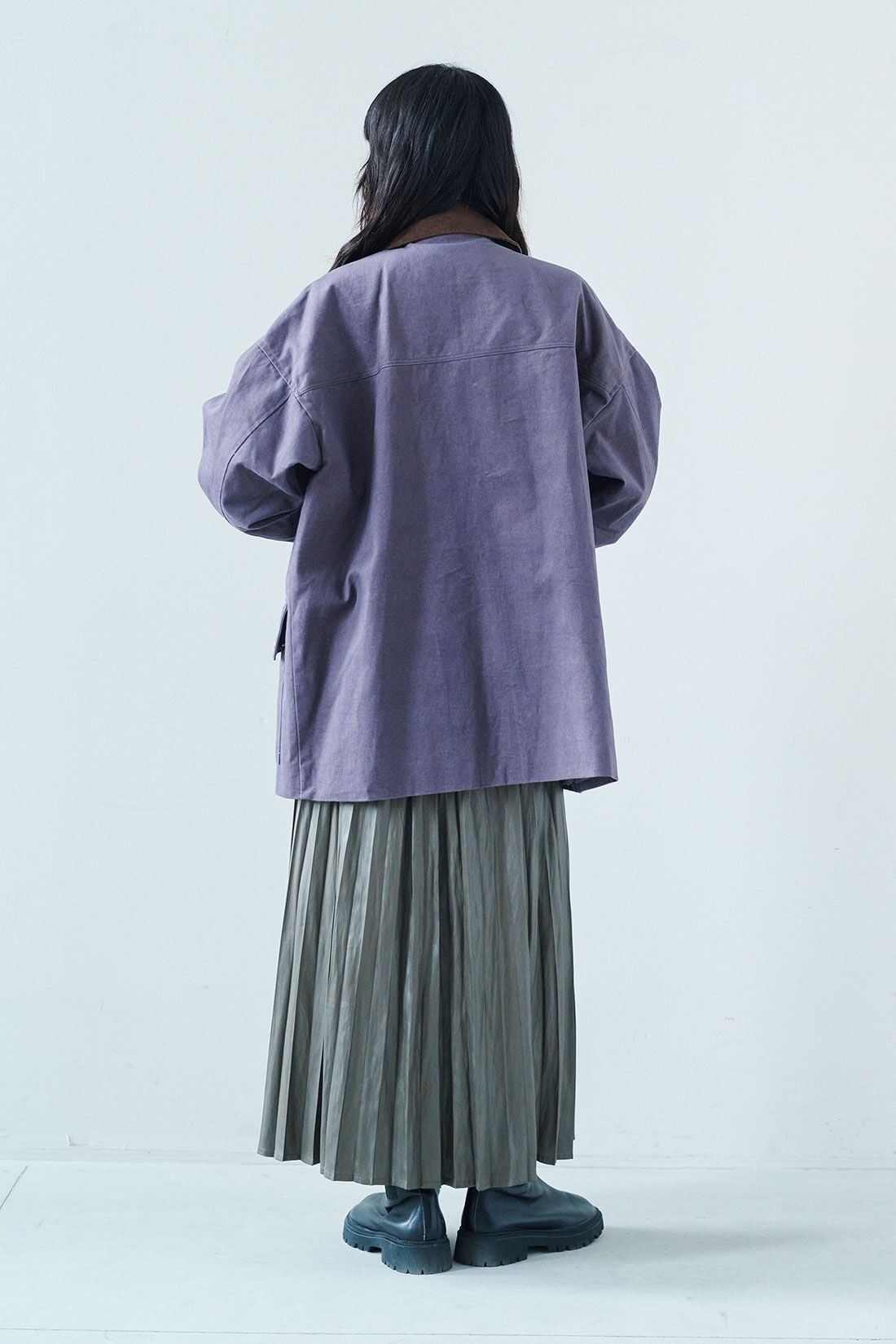 MEDE19F|韓国セレクト artisover　大人パープルカラーのハンティングジャケット|モデル身長：163cm