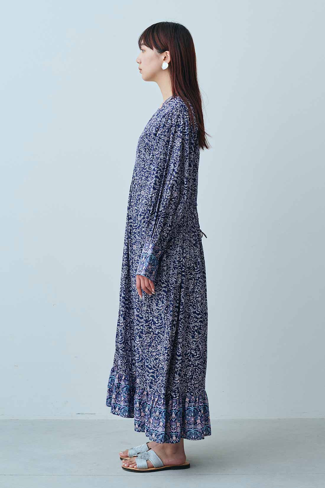 MEDE19F [メデ・ジュウキュウ]|MEDE19F　〈MADE IN INDIA COLLECTION〉プリントコットンドレス|モデル身長：163cm　着用サイズ：1