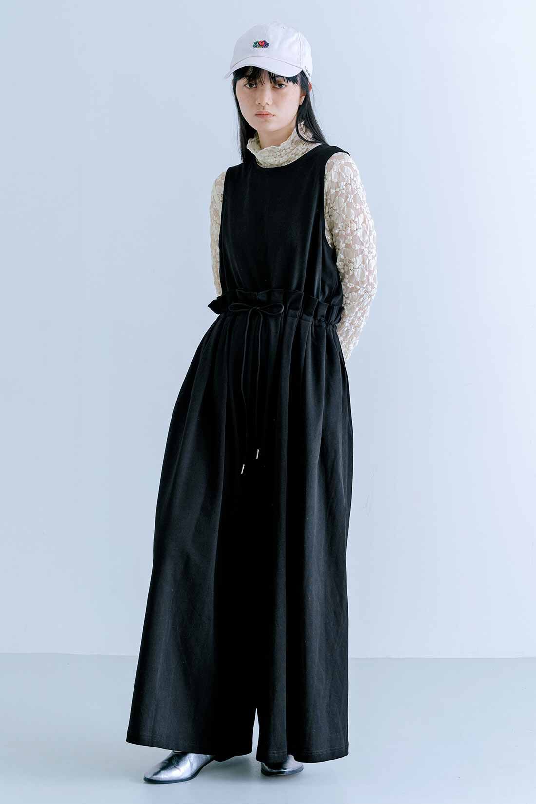 MEDE19F [メデ・ジュウキュウ]|MEDE19F　タック遣いのカットソーオールインワン〈ブラック〉