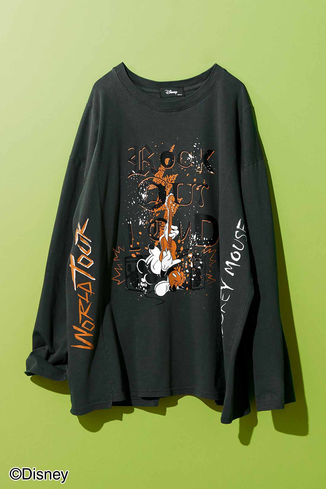 MEDE19F　【Disney】古着屋でみつけたようなプリントTシャツ/ロックミッキー