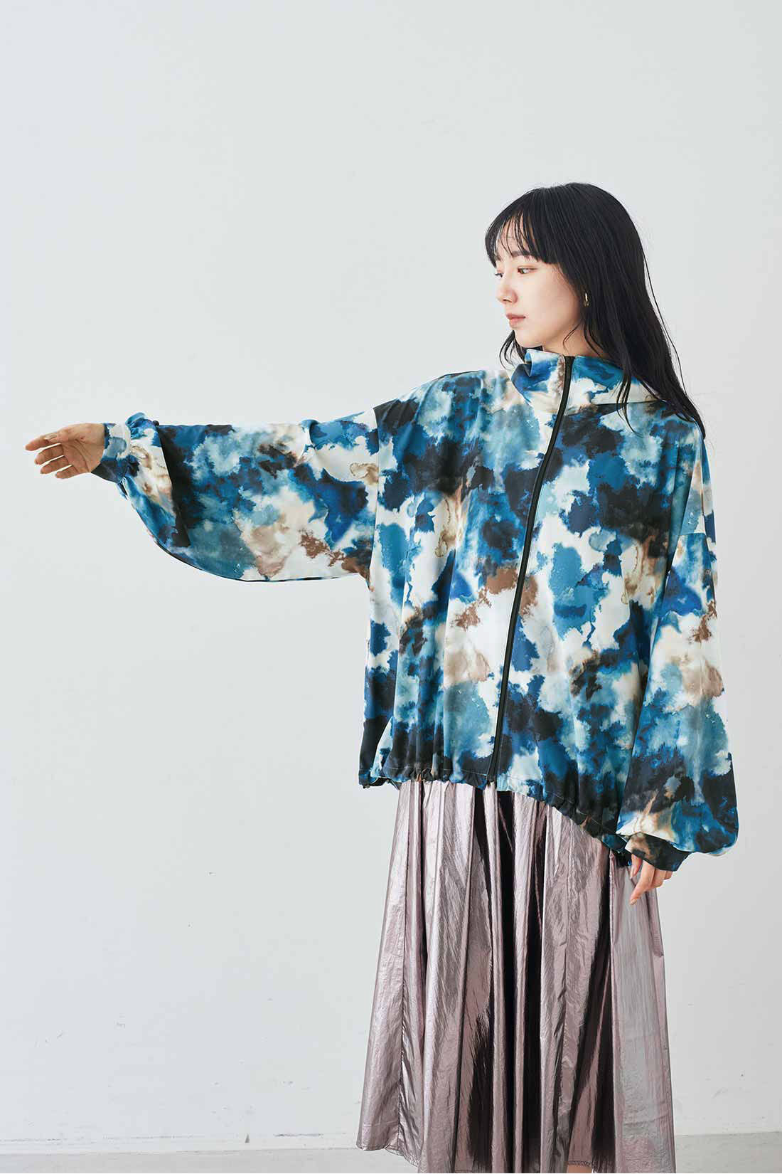 MEDE19F [メデ・ジュウキュウ]|MEDE19F　マーブル柄プリントの撥水UV加工フードジャケット〈グリーン〉