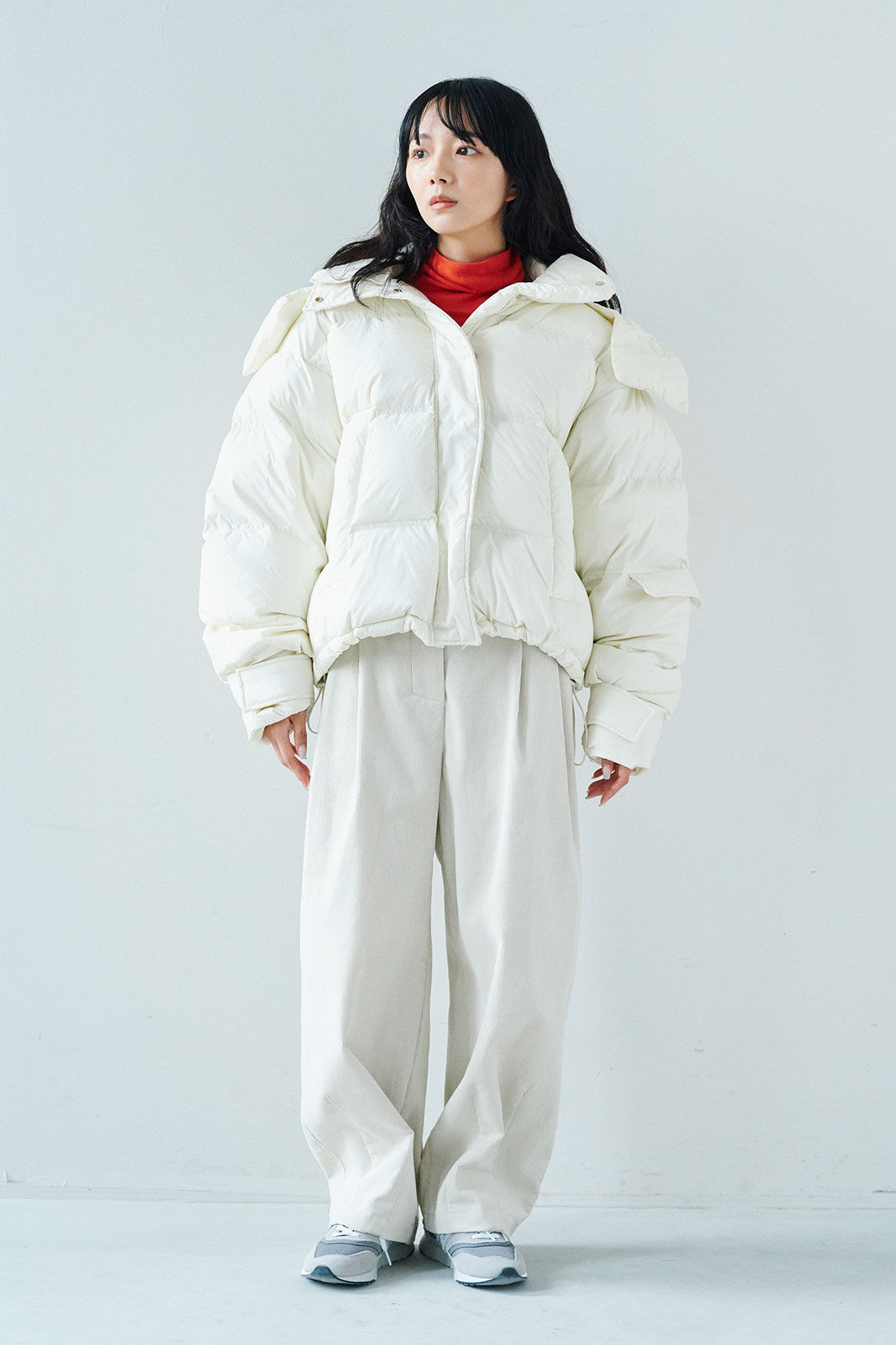 MEDE19F|韓国セレクト FROM　ダウンジャケット〈ホワイト〉|モデル身長：163cm