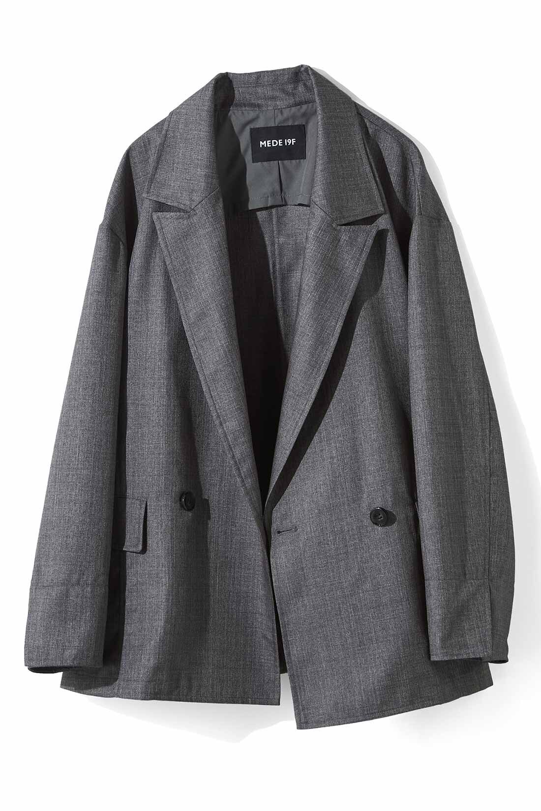 MEDE19F [メデ・ジュウキュウ]|MEDE19F　シャークスキンのリラックスダブルジャケット〈シルバーチャコールグレー〉