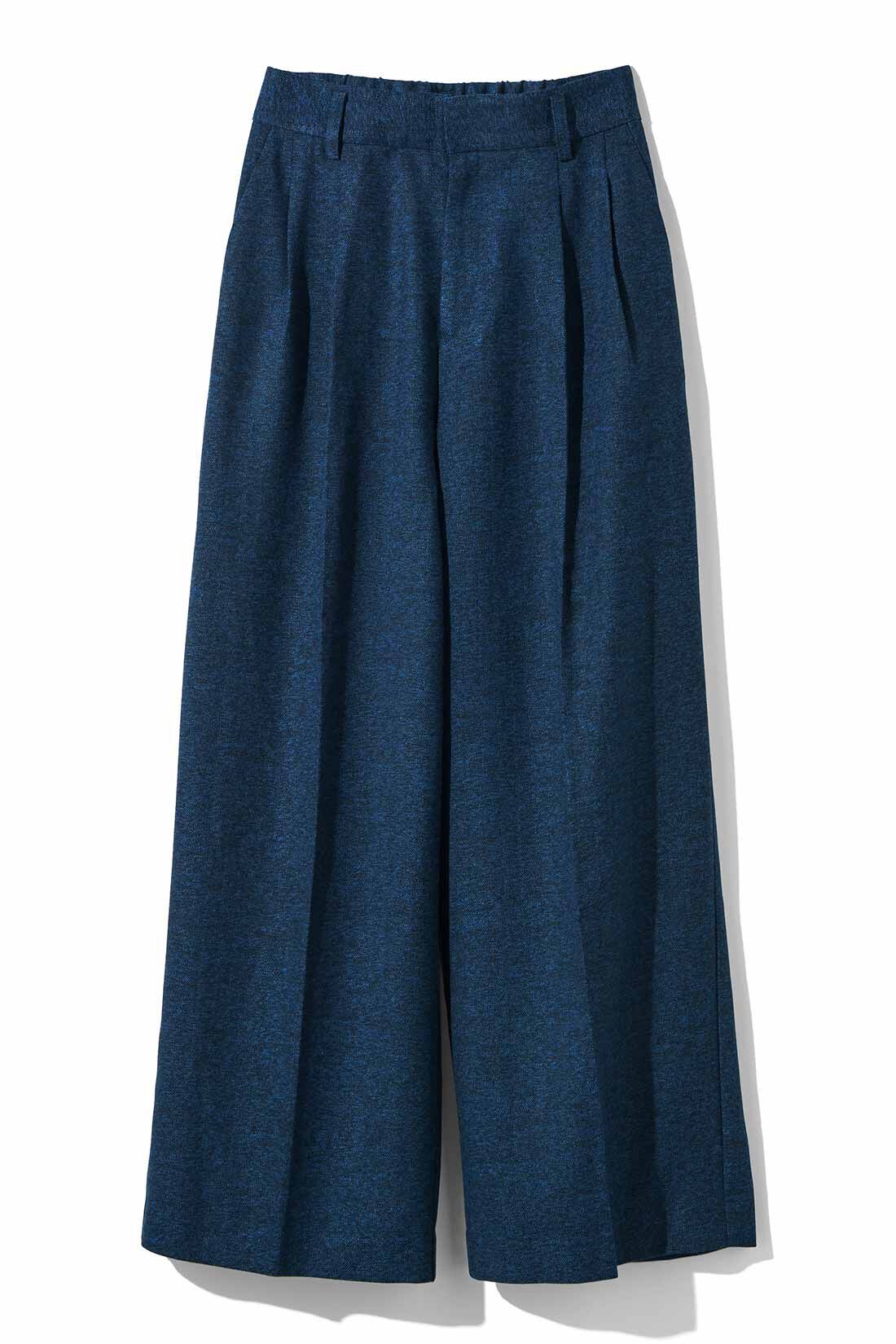 MEDE19F|MEDE19F　ツイードライクなリラックスワイドスラックス〈ネイビーミックス〉