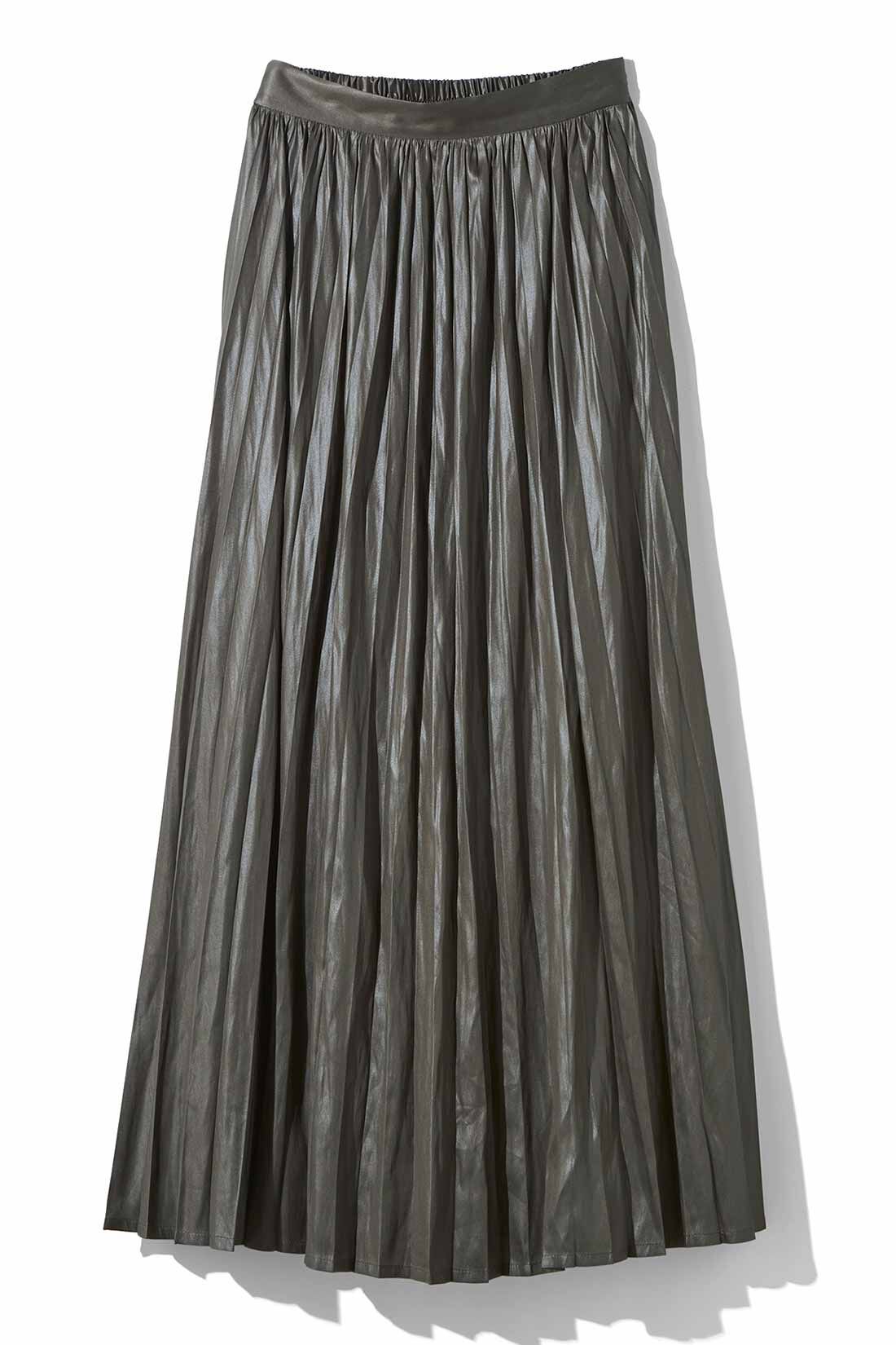MEDE19F [メデ・ジュウキュウ]|MEDE19F　レザーライクプリーツスカート〈グレーブラウン〉