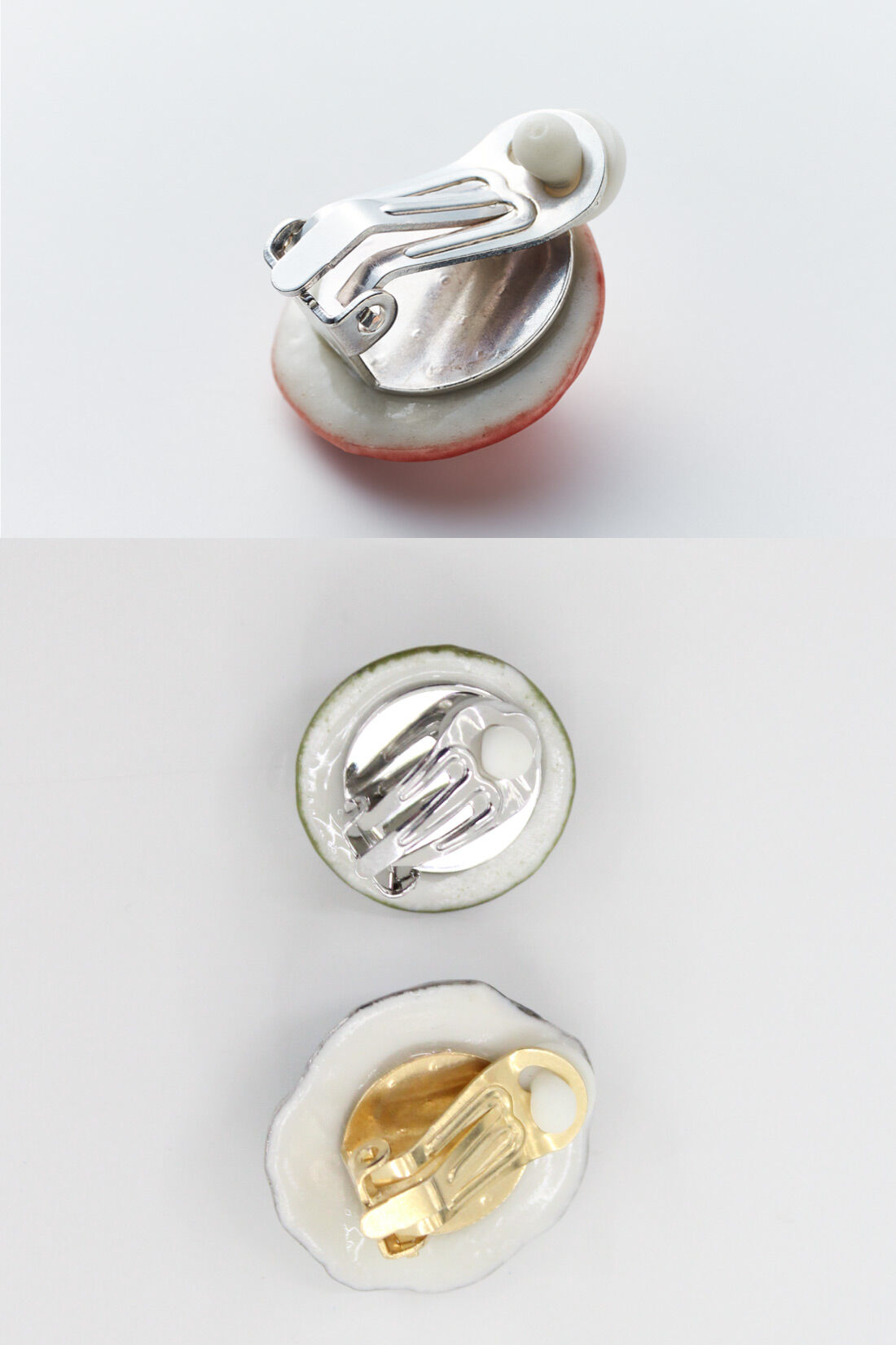 MEDE19F|YPAC for MEDE19F　フランス製陶器ボタンイヤリング type.07|クリップ式のイヤリングキャッチ。（クリップの色や形状は一例です）