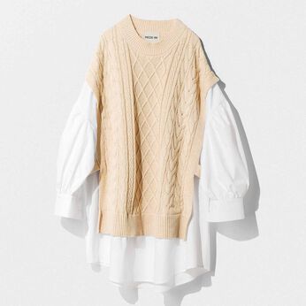  | ニットベストドッキングシャツ〈ベージュ〉ＭＤ