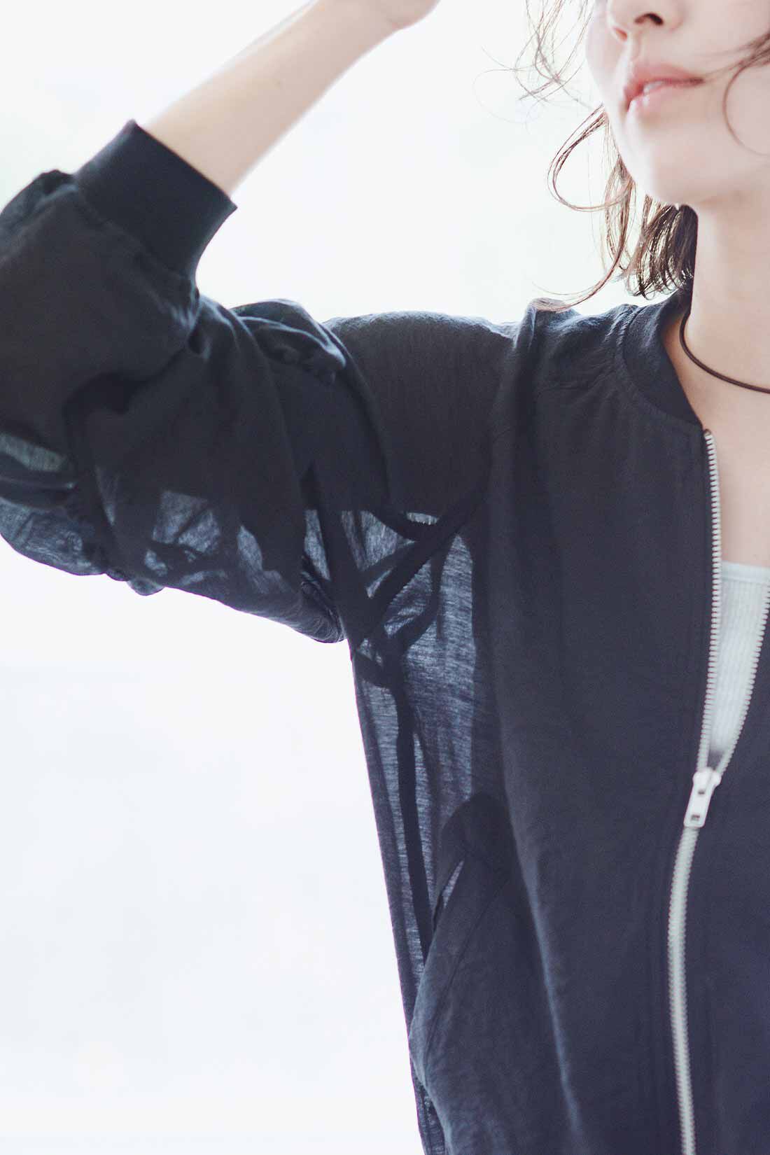 MEDE19F [メデ・ジュウキュウ]|MEDE19F ギャザースリーブ シアーブルゾン〈ブラック〉