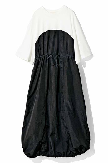 MEDE19F | MEDE19F　カットソー×撥水生地 ドッキングワンピ〈ホワイト×ブラック〉