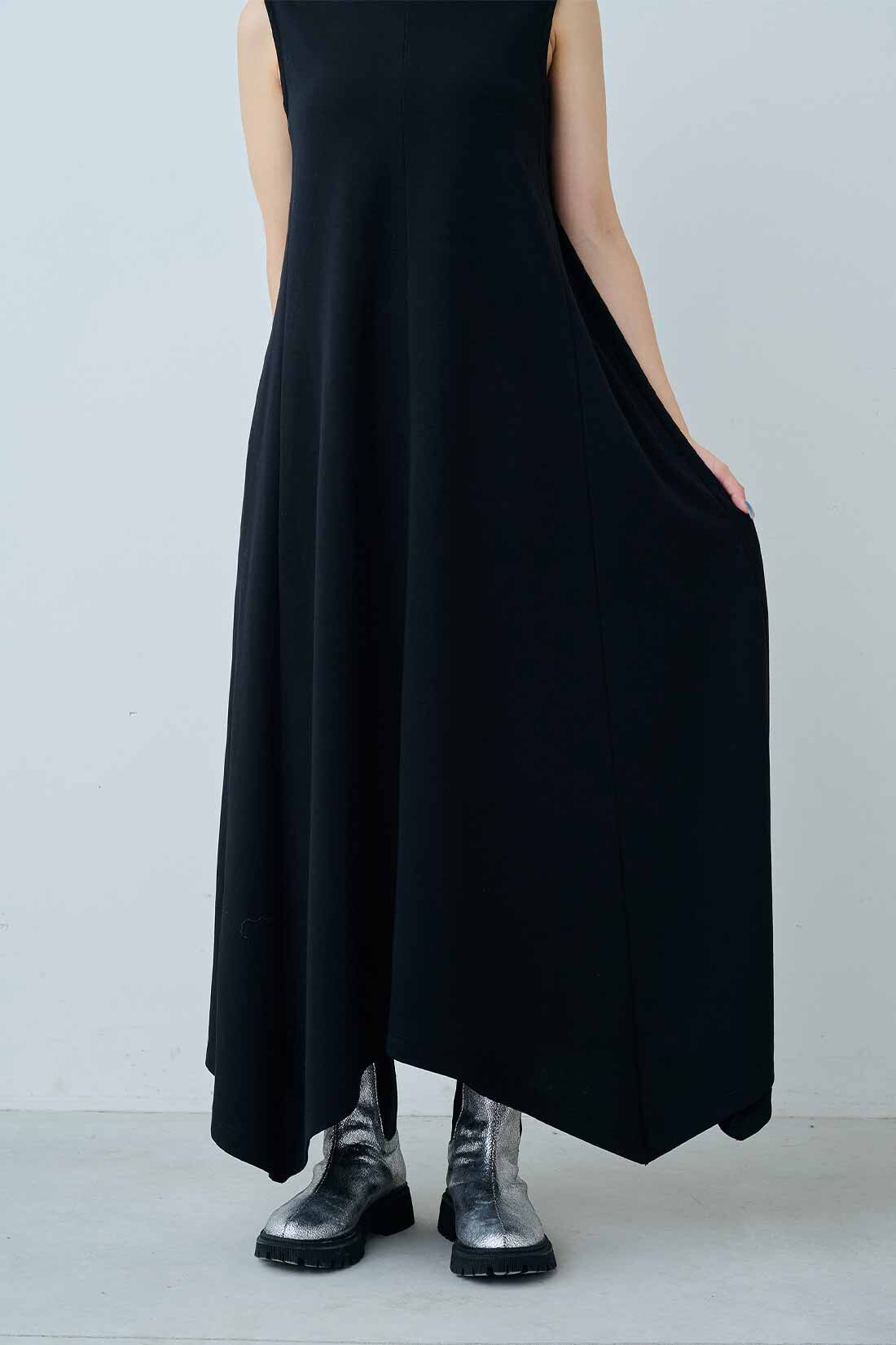 MEDE19F [メデ・ジュウキュウ]|MEDE19F　イレギュラーヘムノースリーブ マキシワンピース〈ブラック〉