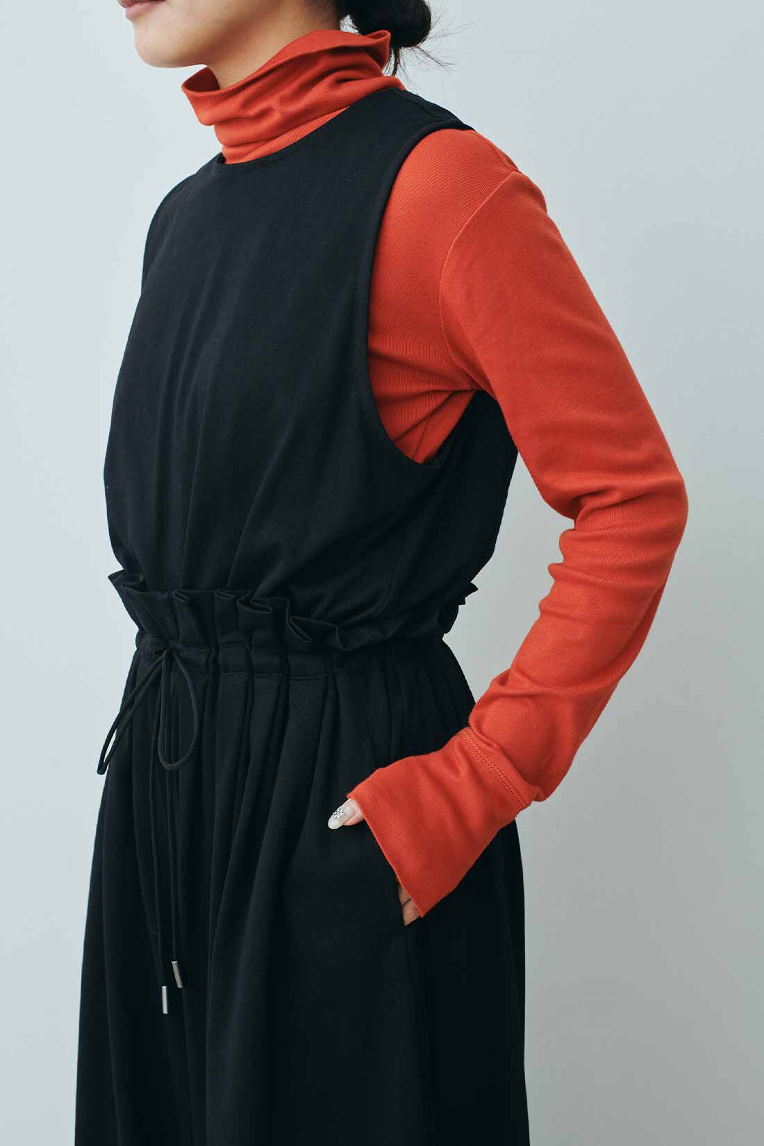 MEDE19F [メデ・ジュウキュウ]|MEDE19F　タック遣いのカットソーオールインワン〈ブラック〉