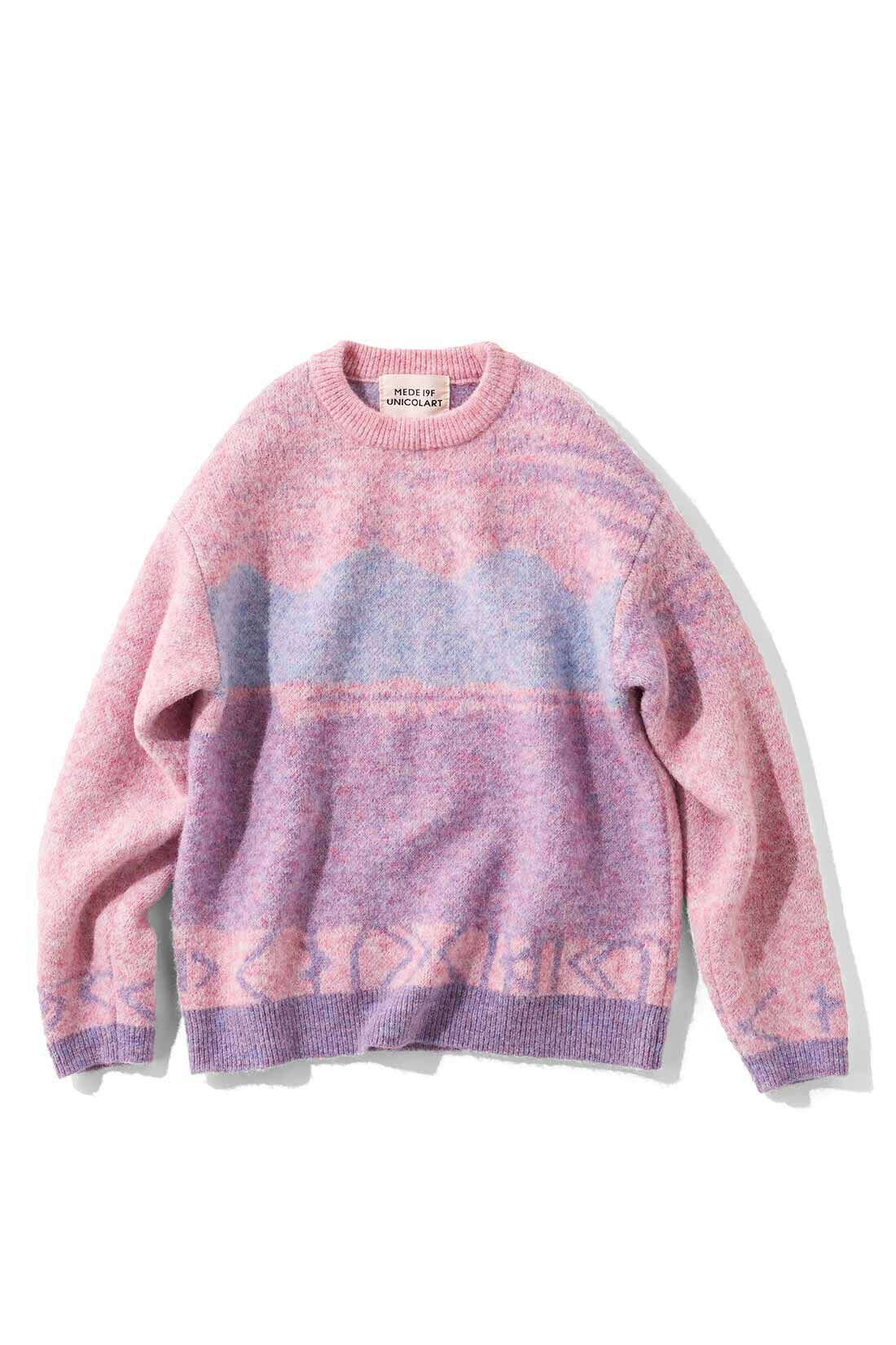 MEDE19F MEDE19F×UNICOLART ランドスケープ柄のジャカード編みニットトップス｜MEDE19F [メデ・ジュウキュウ]｜フェリシモ【公式通販】