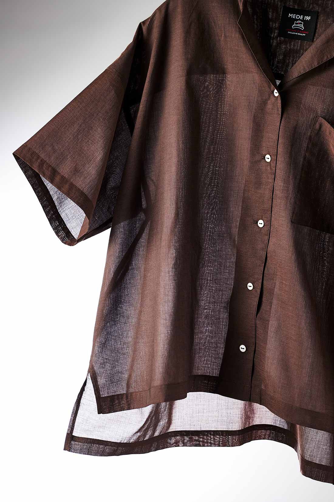 MEDE19F|MEDE19F　ジャパンファブリックを使用した オーバーオープンカラーシャツ〈ブラウン〉