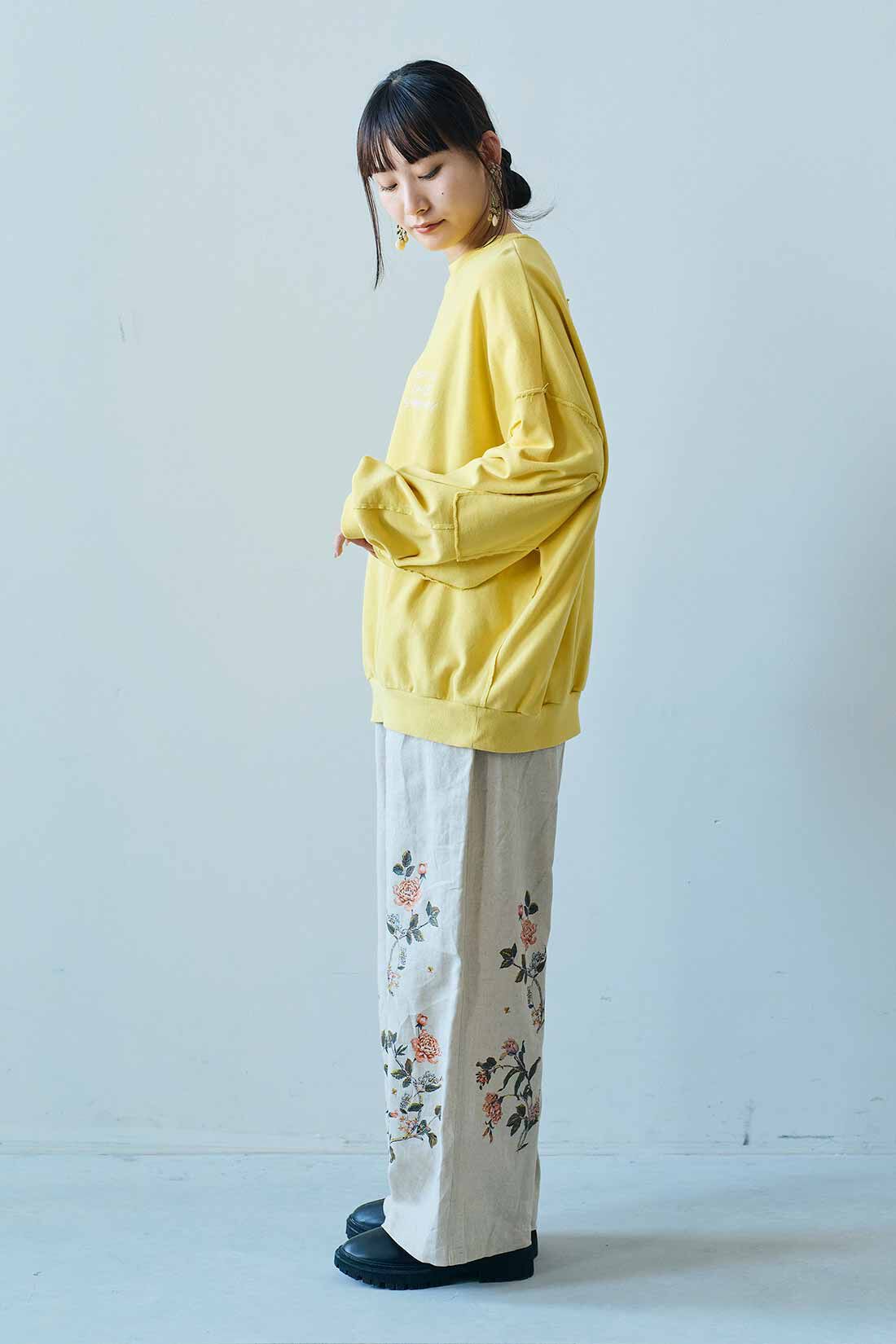 MEDE19F|MEDE19F　フェードカラーのくったりスウェットの会|モデル身長：158cm　着用サイズ：M